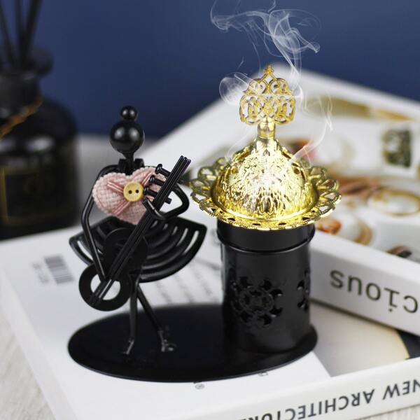 

Iron Figure Detail Incense Burner, Black