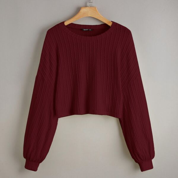 

Plus Drop Shoulder Crop Top, Maroon