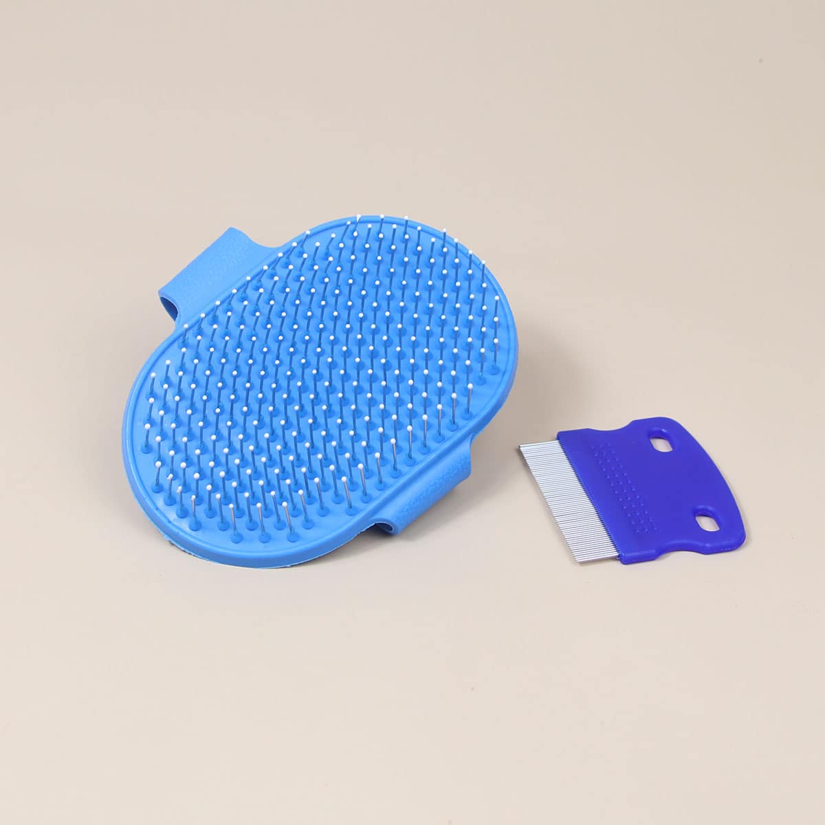 

1pc Solid Dog Hair Brush & 1pc Dog Grooming Comb, Blue