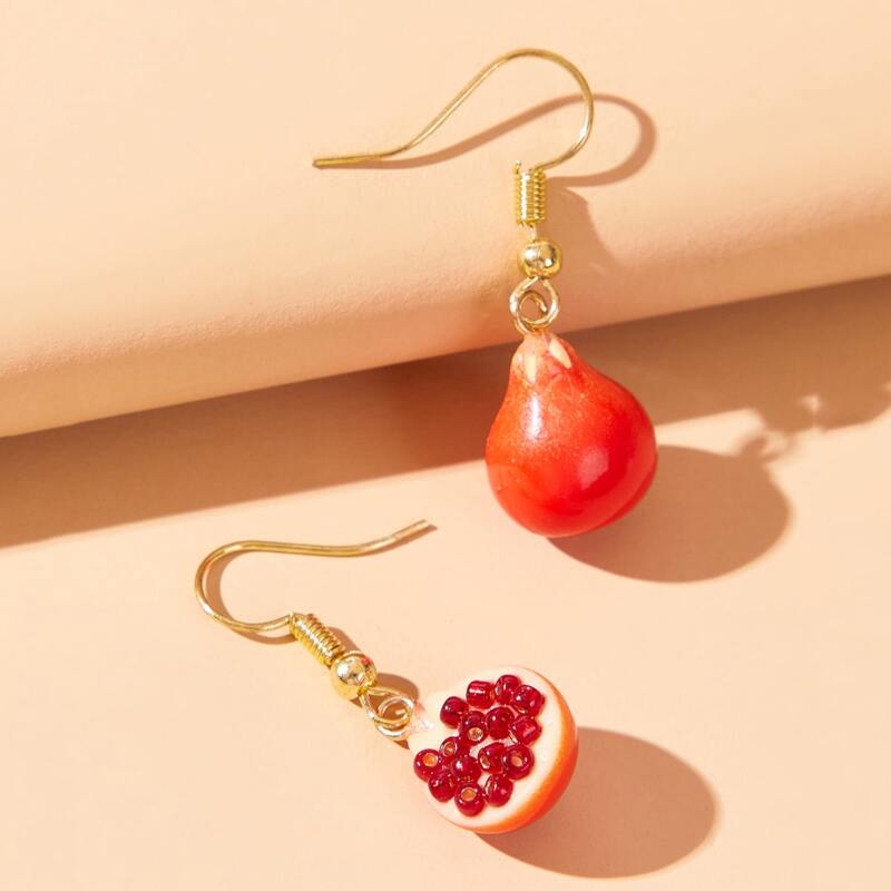 

Pomegranate Drop Earrings, Red