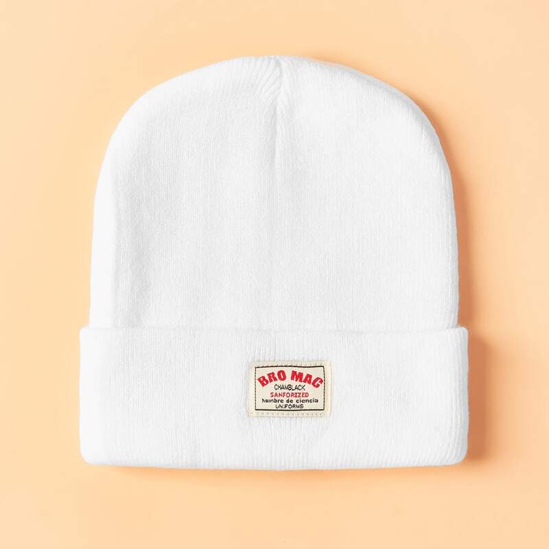 

Letter Patched Beanie, White