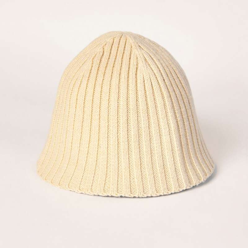 

Solid Knit Cloche Hat, Beige