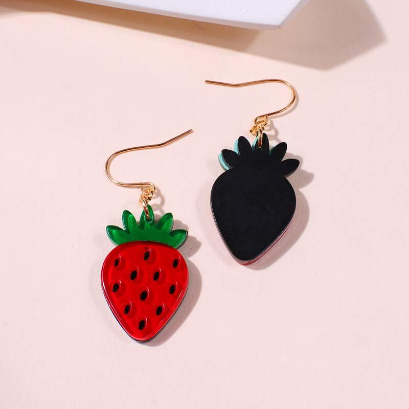 

Strawberry Drop Earrings, Red