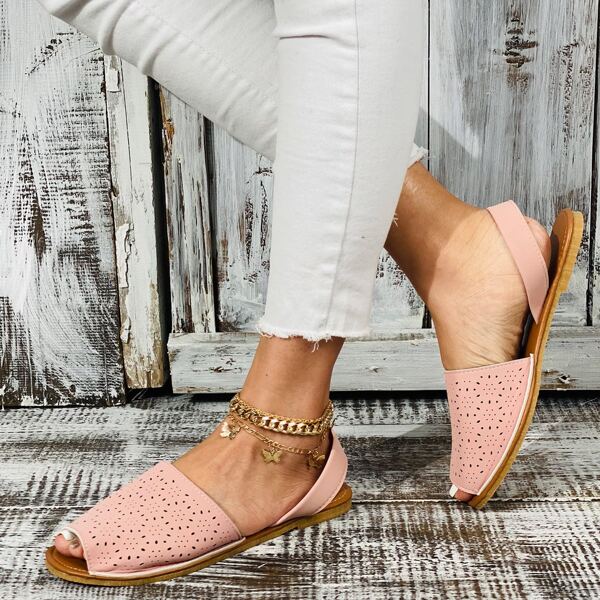 

Peep Toe Slingback Sandals, Pink