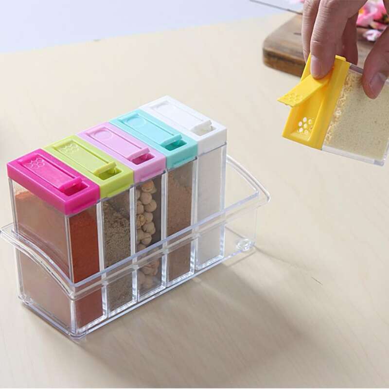 

1pc Multi-grid Seasoning Storage Box, White