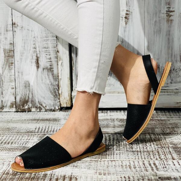 

Peep Toe Slingback Sandals, Black