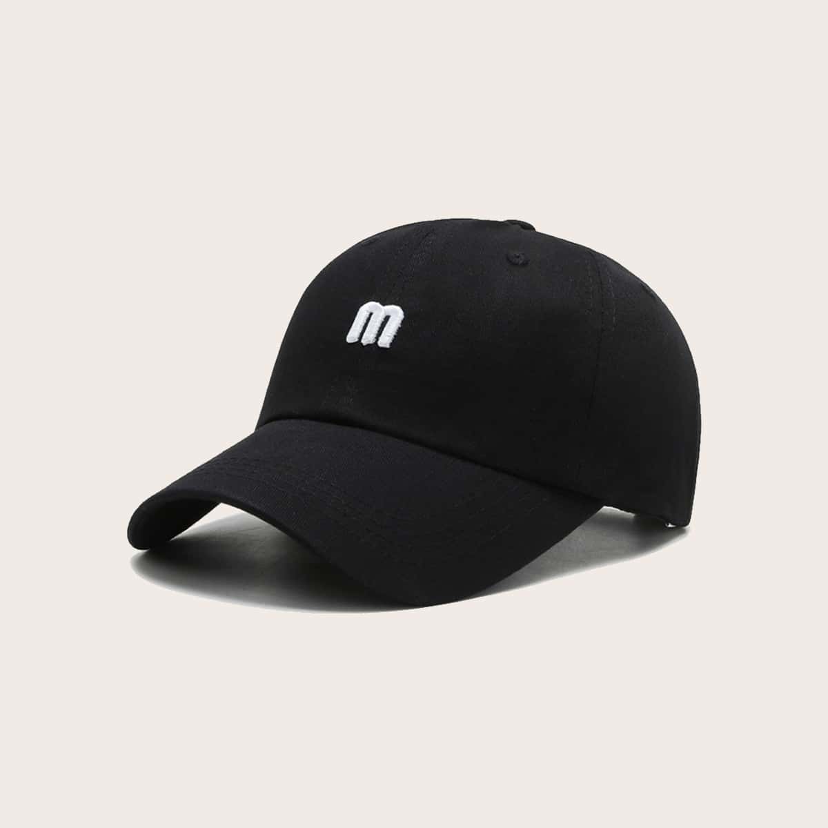 

Letter Embroidery Baseball Cap, Black