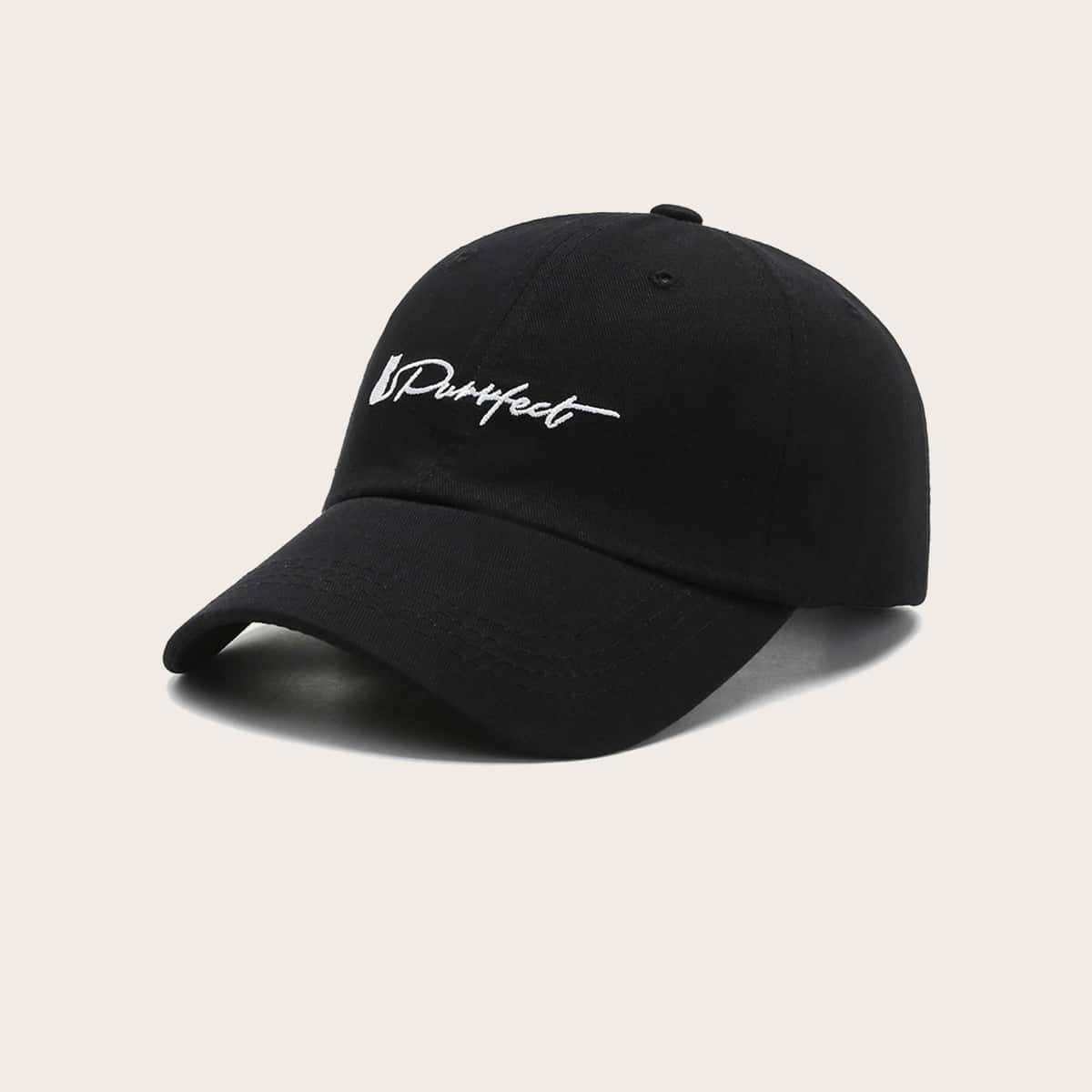 

Letter Embroidery Baseball Cap, Black