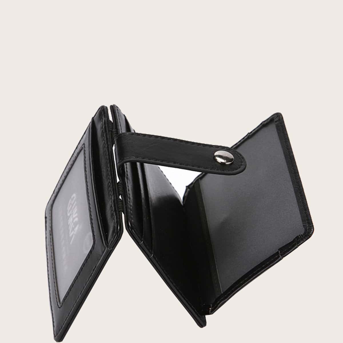 

Guys Snap Button Decor Short Purse, Black