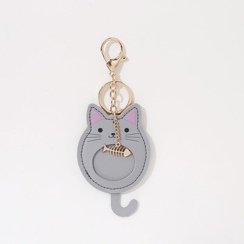 

2pcs Cat Charm Keychain, Grey