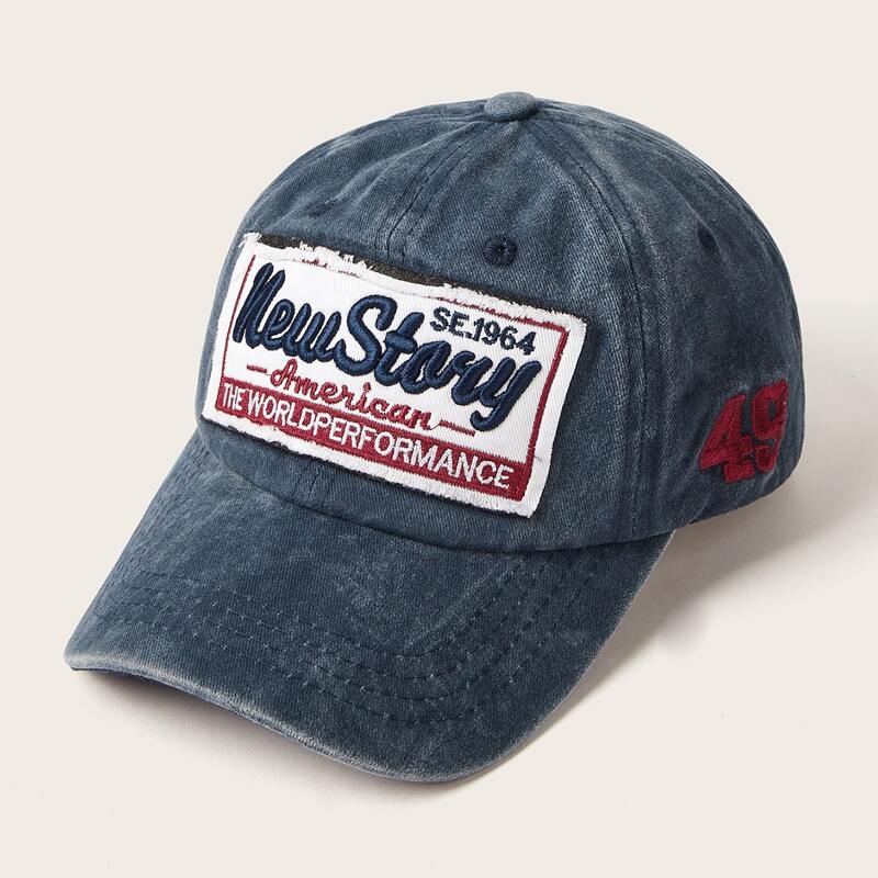 

Letter Embroidery Denim Baseball Cap, Blue