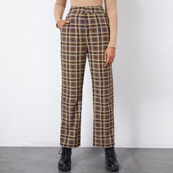 

Pocket Side Tartan Straight Pants, Multicolor