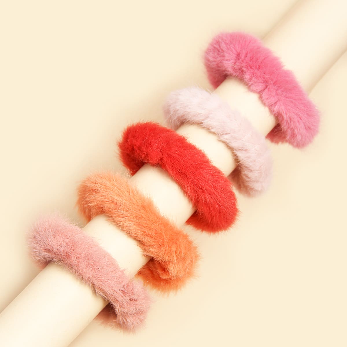 

5pcs Solid Fluffy Scrunchie, Multicolor