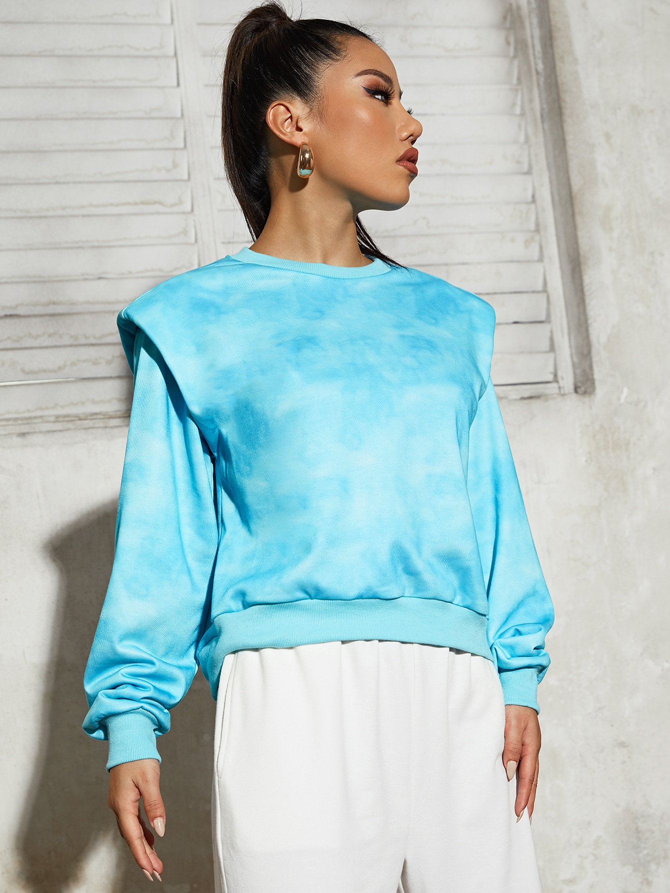 Tie Dye Shoulder Padded Pullover thumbnail