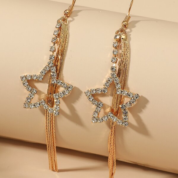 

Star Decor Metal Tassel Earrings, Gold