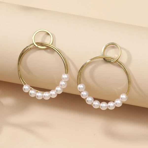 

Faux Pearl Decor Round Drop Earrings, Multicolor
