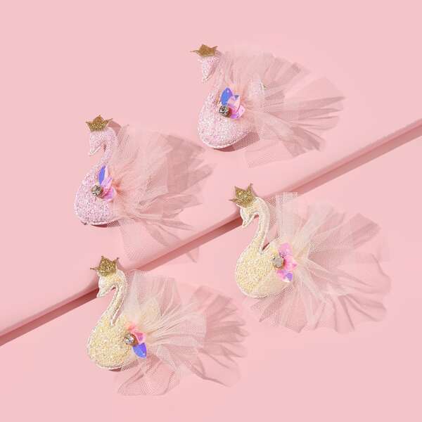 

4pcs Toddler Girls Cartoon Design Hair Clip, Multicolor