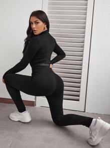 SHEIN SXY Mono con cremallera con cinturón - Negro - Ver 2