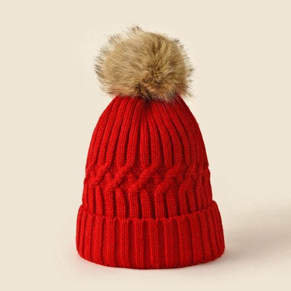 

Pom Pom Decor Beanie, Red