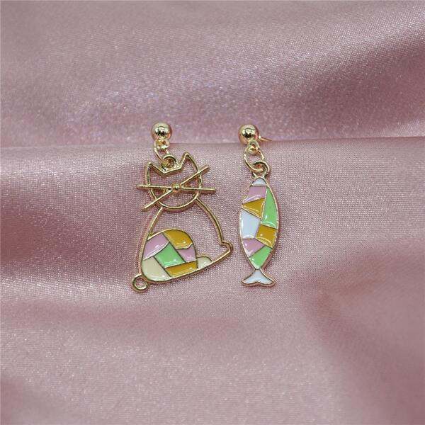 

Cat & Fish Charm Drop Earrings, Multicolor