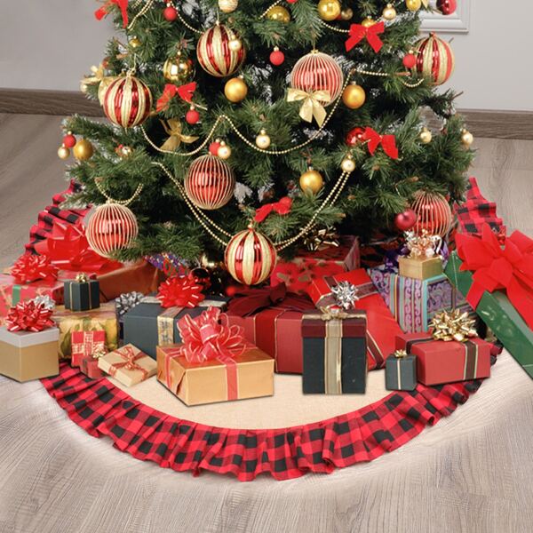 

Christmas Tree Pleated Skirt, Red