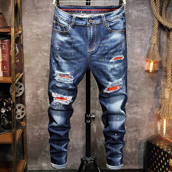 

Men Ripped Skinny Jeans, Medium wash
