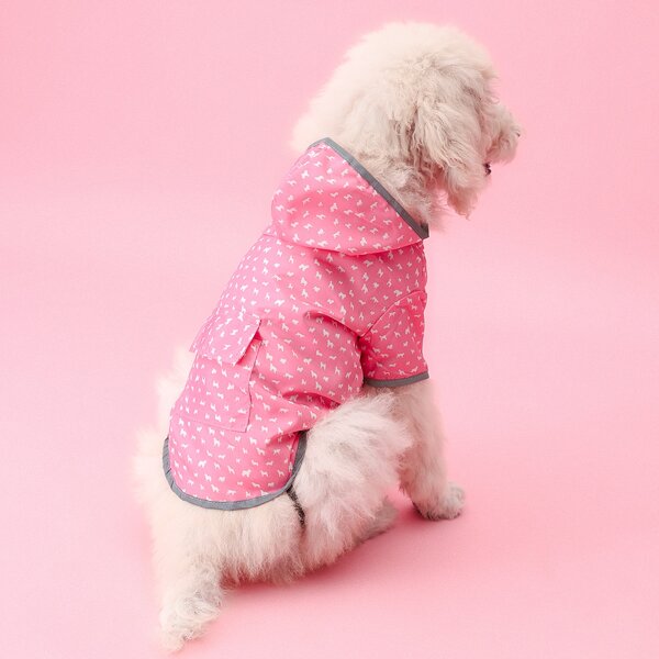 

Contrast Binding Dog Raincoat, Pink