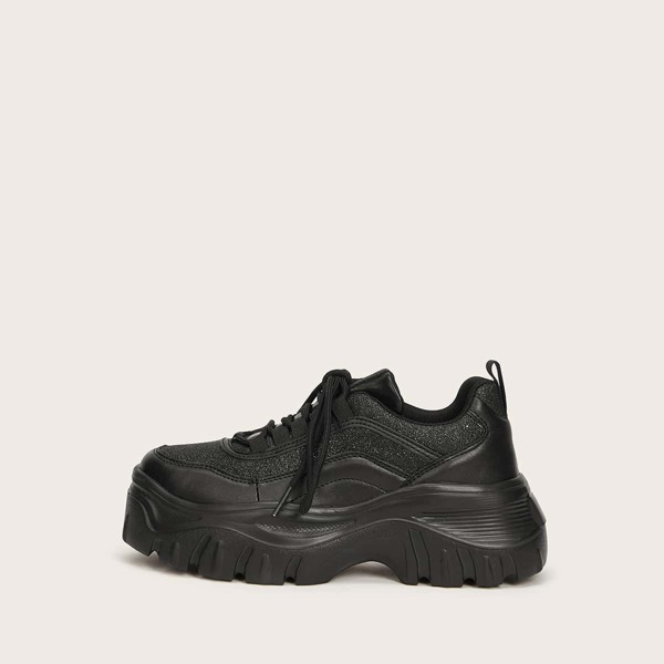 

Glitter Detail Chunky Sneakers, Black