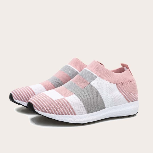 

Color Block Slip On Sneakers, Pink