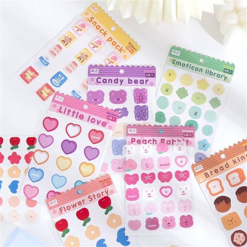

6sheets Cartoon Graphic Random Sticker, Multicolor