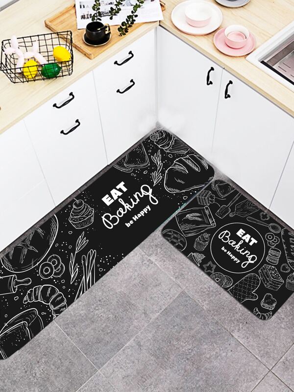 1pc Food Print Kitchen Carpet Shein Eur