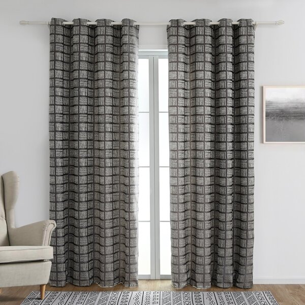 

Plaid Single Panel Blackout Curtain, Grey
