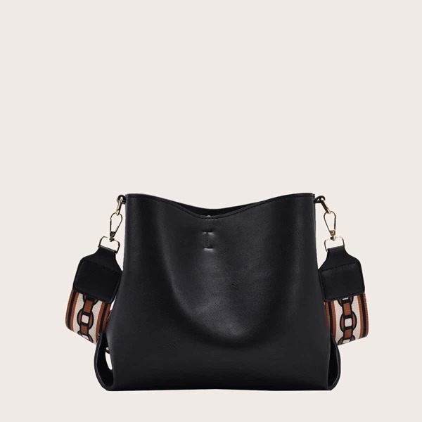 

Minimalist Bucket Bag With Guitar Strap, Black