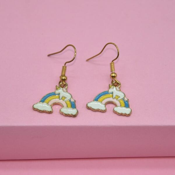 

Girls Rainbow Charm Drop Earrings, Multicolor