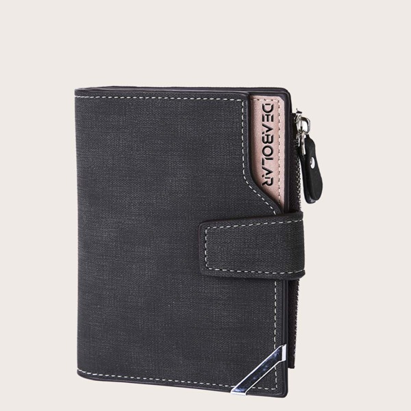 

Men Letter Graphic Fold Over Wallet, Black
