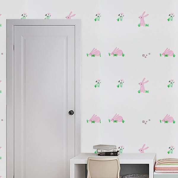 

Kids Rabbit Print Wall Sticker, Multicolor