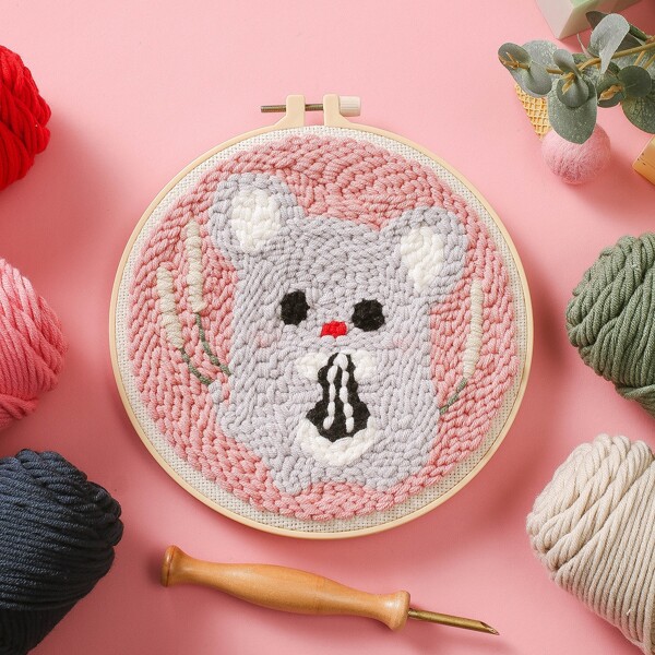 

Cartoon DIY Poke Embroidery Kit, Multicolor