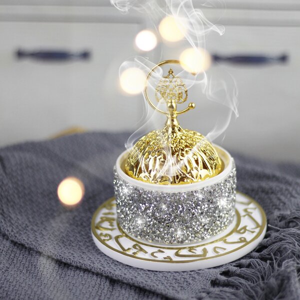 

1pc Glitter Incense Burner, Silver