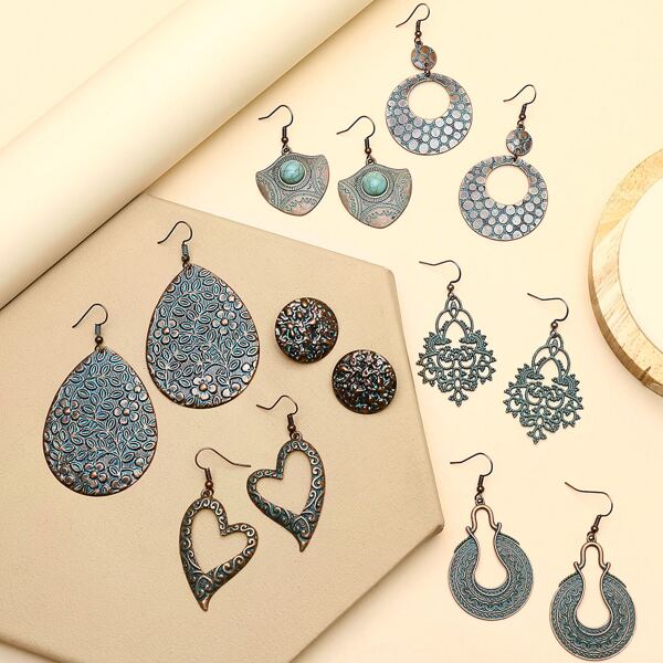 

7 пар оригинальные серьги, Многоцветный