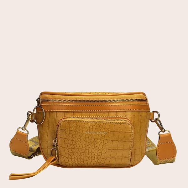 

Letter Graphic Crocodile Fanny Pack, Yellow