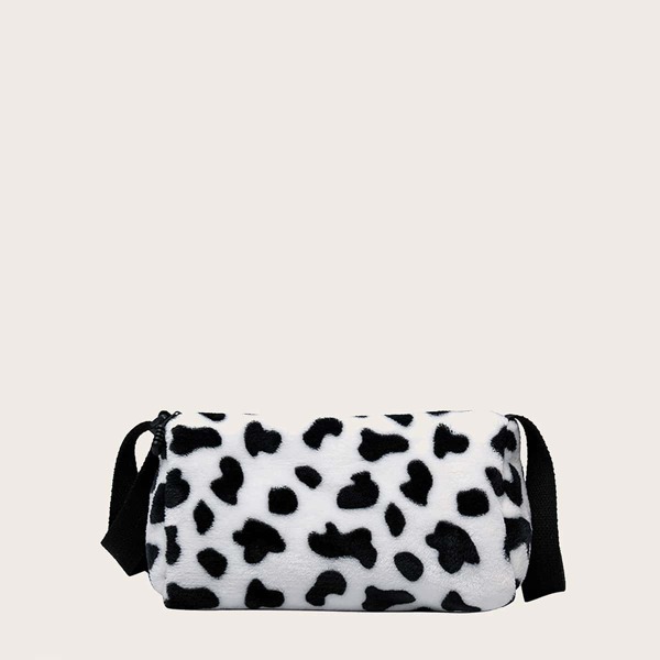 

Girls Cow Pattern Crossbody Bag, Black and white