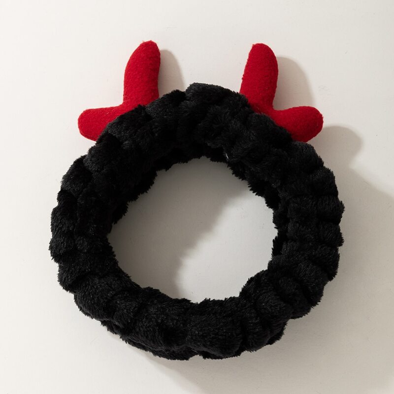 

1pc Antlers Design Bath Hairband, Black