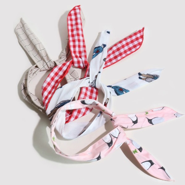 

4pcs Toddler Girls Plaid Headband, Multicolor