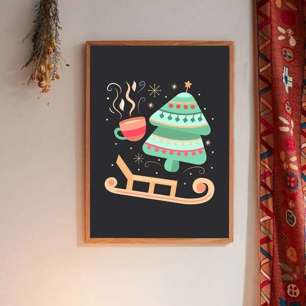 

Cartoon Graphic Wall Painting Without Frame, Black
