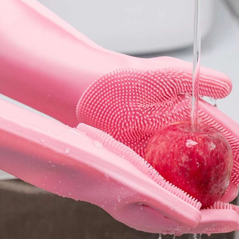 

1pair Kitchen Silicone Cleaning Gloves, Multicolor