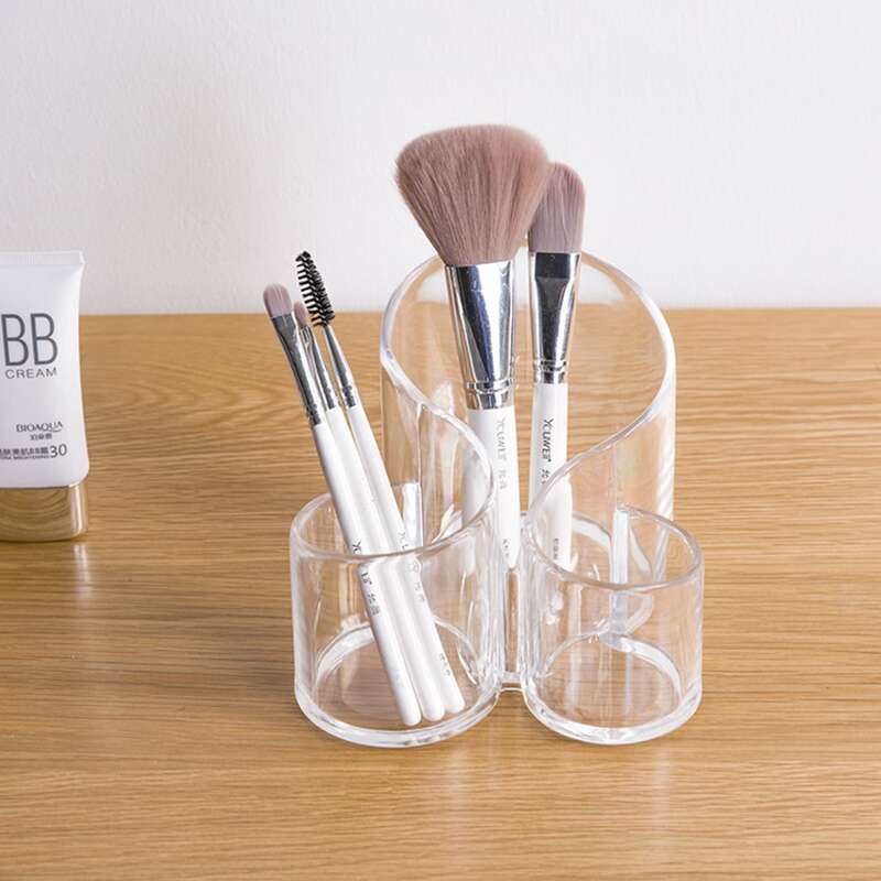 

1pc Transparent Makeup Brush Storage Box, White clear