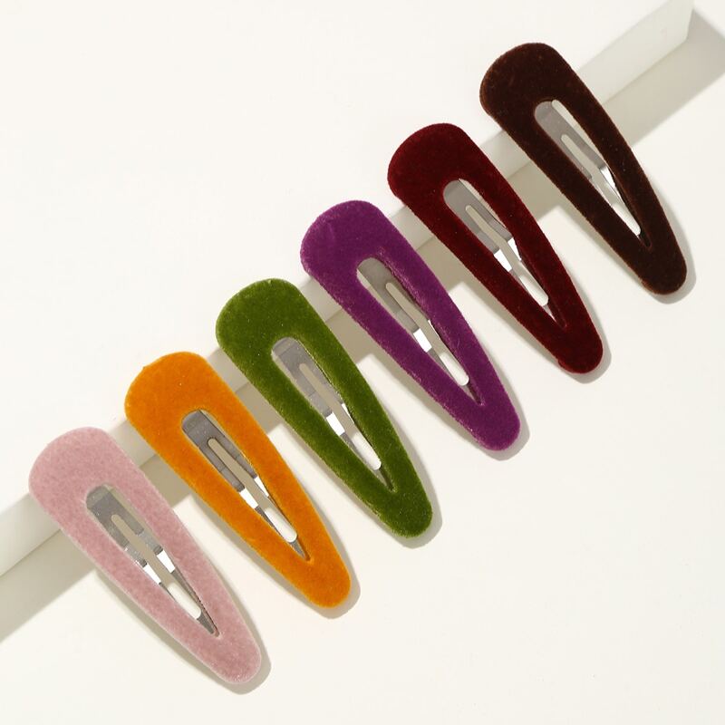 

6pcs Solid Snap Hair Clip, Multicolor