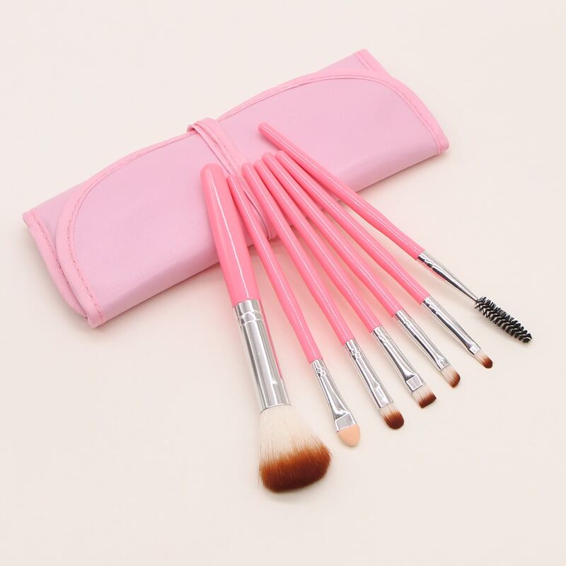 

7pcs Makeup Brush With Storage Bag, Pink