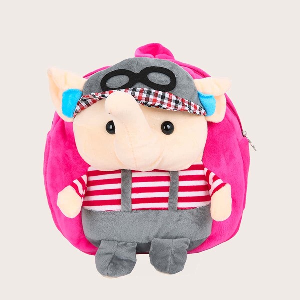 

Girls Cartoon Graphic Fluffy Backpack, Hot pink