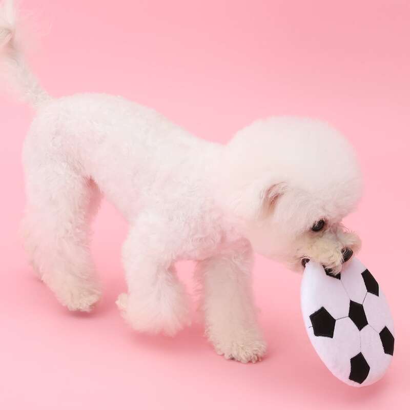 

Football Shaped Dog Frisbee Toy, Black and white